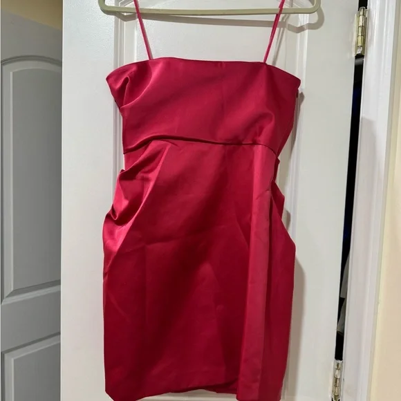 A.L.C. Talita Strapless Ruffle Mini Dress Fuchsia Pink Satin NWOT - Picture 6 of 11